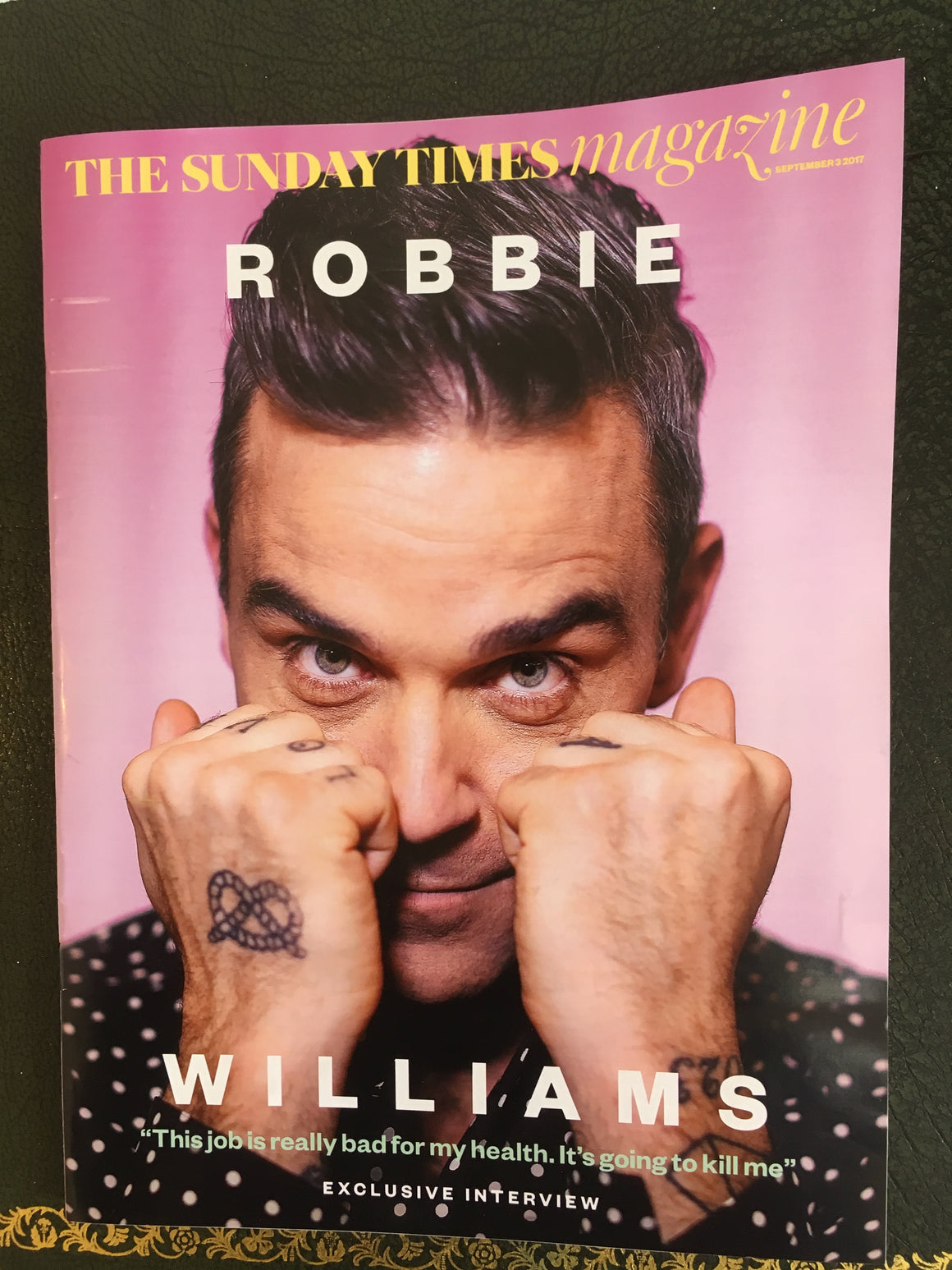 UK Sunday Times magazine 3 September 2017 - Robbie Williams Take That Interview