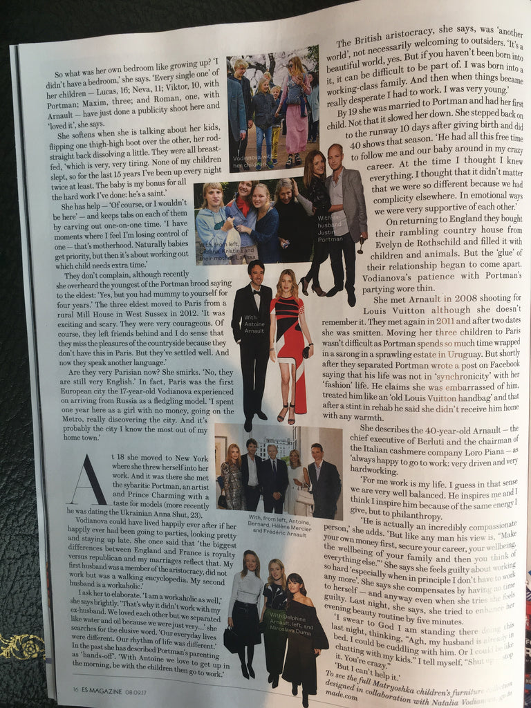 UK London ES Magazine September 2017 Natalia Vodianova Photo Interview