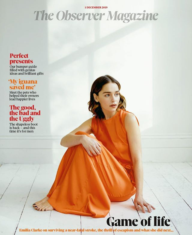 UK OBSERVER Magazine December 2019: EMILIA CLARKE COVER FEATURE
