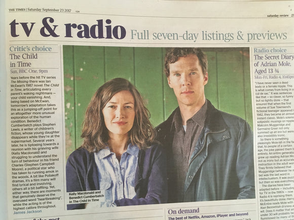 UK Times Review September 23 2017 Alan Hollinghurst Benedict Cumberbatch