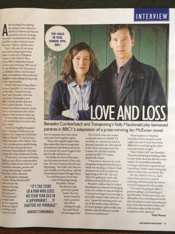 Saturday Magazine September 2017 Mollie King Benedict Cumberbatch Tony Christie Fiona Bruce