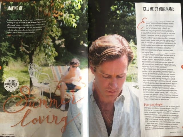 Total Film Magazine November 2017 Call Me By Your Name Timothee Chalamet Armie Hammer