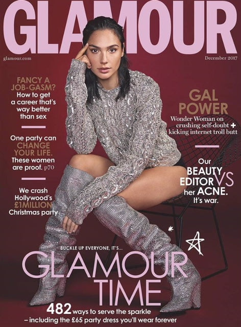 Gal Gadot on the cover of UK Glamour Magazine.