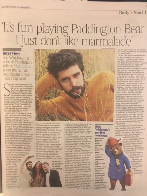 UK Times Weekend November 2017 Ben Whishaw Paddington Photo Interview