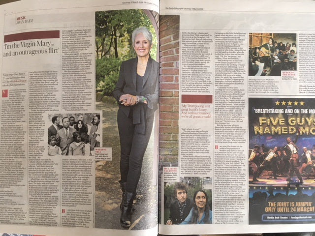UK Telegraph Review March 2018: JOAQUIN PHOENIX Joan Baez PROTEST Pablo Picasso