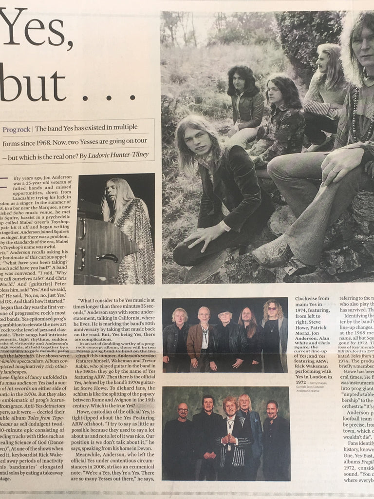 YES - The 50th Anniversary Tour UK FT Life & Arts Supplement May 2018