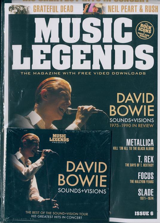 Music Legends Magazine #6 - David Bowie + Free Greatest Hits In Concert CD - Neil Peart (Rush)