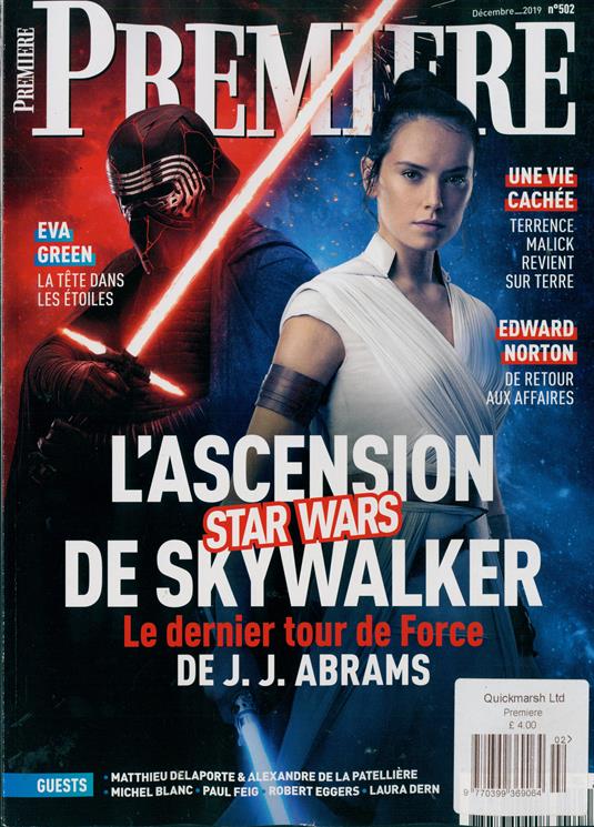 French Premiere magazine #502: STAR WARS: RISE OF THE SKYWALKER DAISY RIDLEY ADAM DRIVER