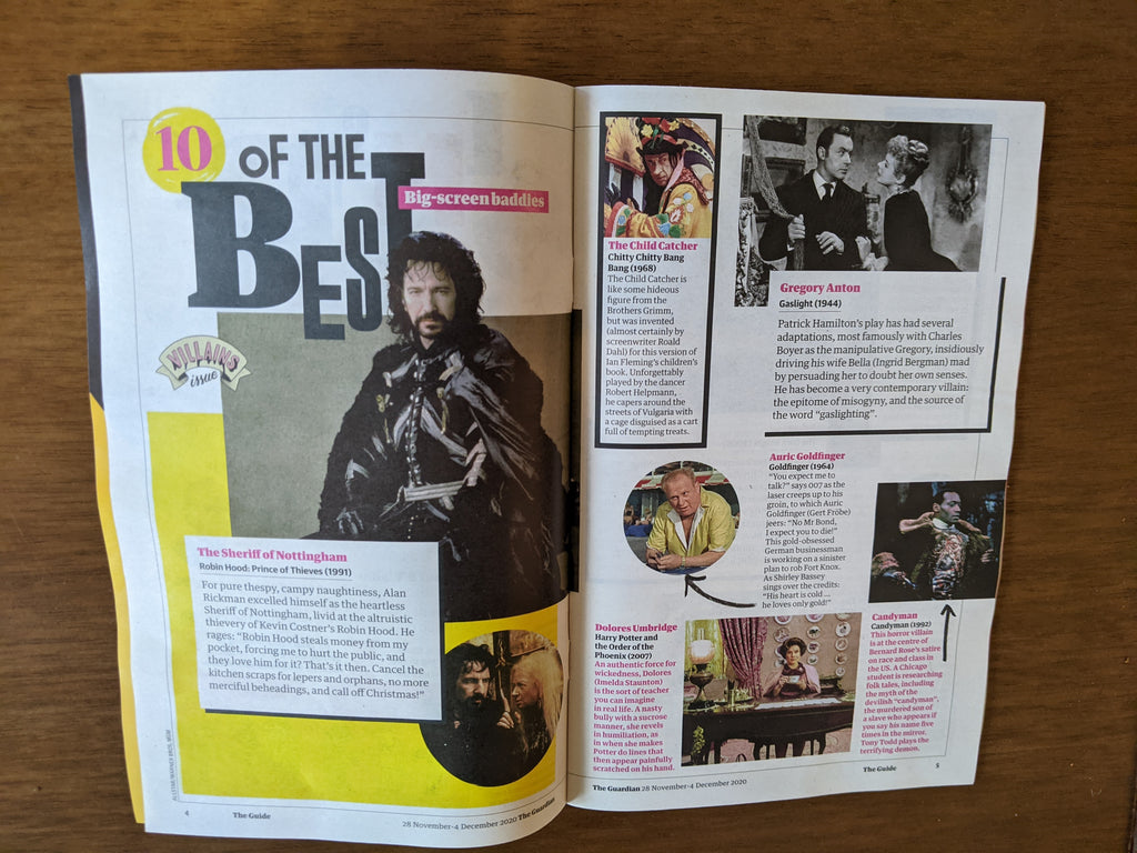 GUIDE magazine November 2020: THE VILLAINS ISSUE Alan Rickman Heath Ledger