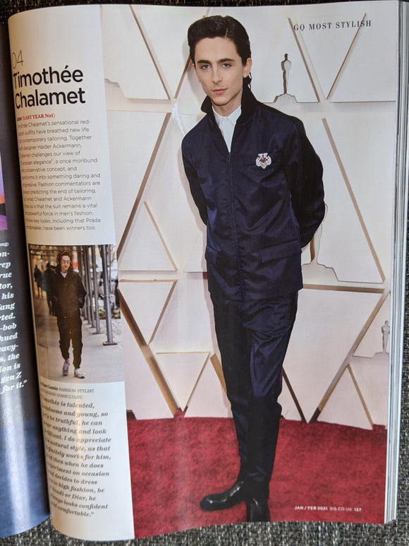 British GQ Magazine Jan 2021: Harry Styles Timothee Chalamet Robert Pattinson