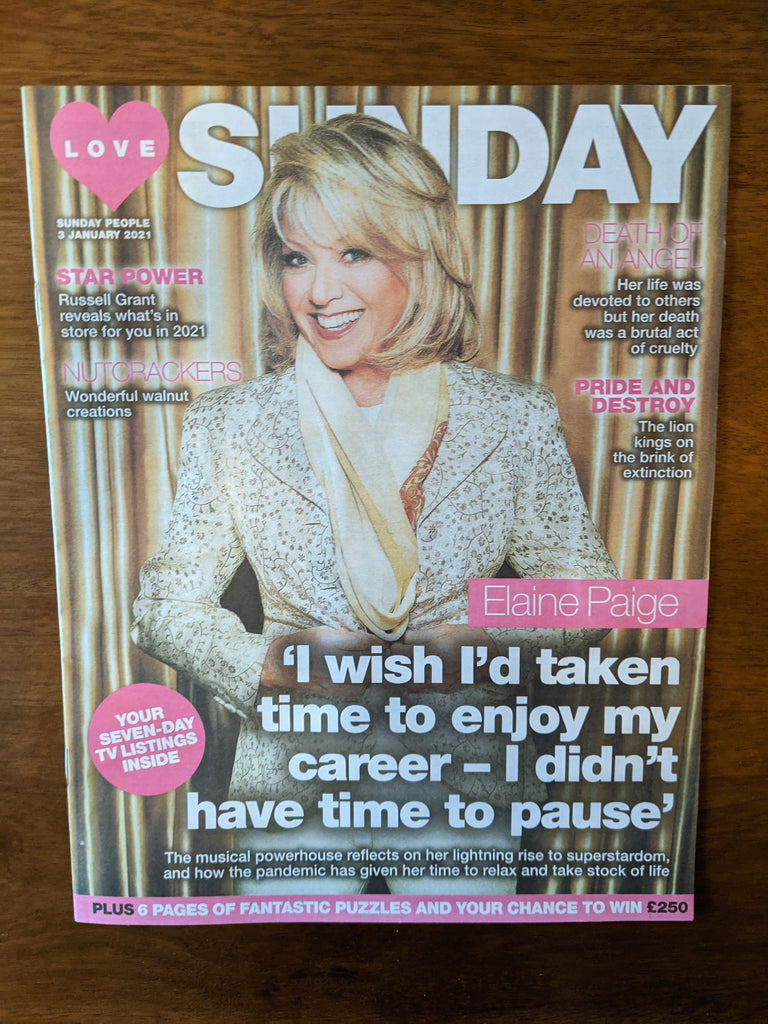 Love Sunday Magazine Jan 2021: ELAINE PAIGE COVER FEATURE