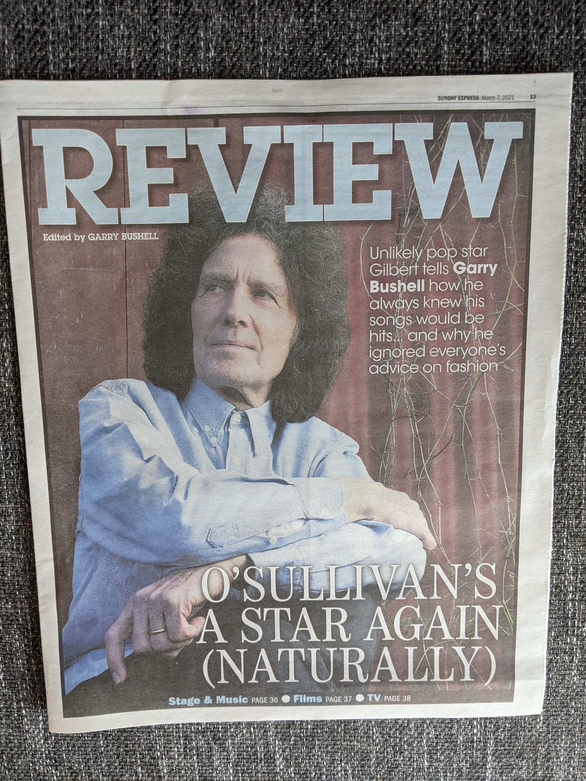 UK EXPRESS REVIEW - March 2021 Gilbert O'Sullivan Cover