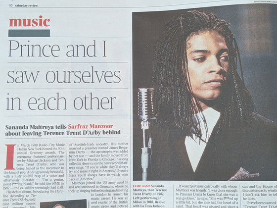 UK Times Review March 20 2021 Terence Trent D'Arby interview PRINCE ROGERS NELSON