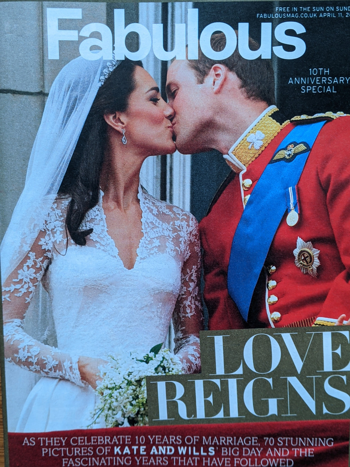 Kate Middleton Prince William 10th Anniversary UK Fabulous Magazine 11/04