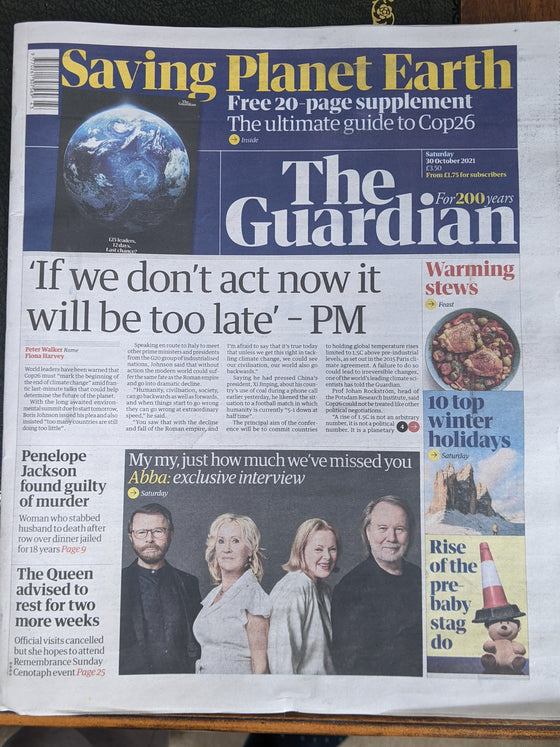 The Guardian Newspaper 30/10/2021 Abba Cover