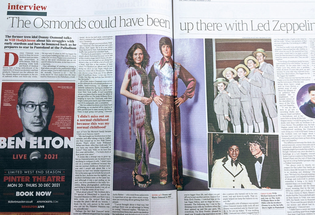 TIMES REVIEW Supplement 27/11/2021 DONNY OSMOND The Osmonds Tom Stoppard