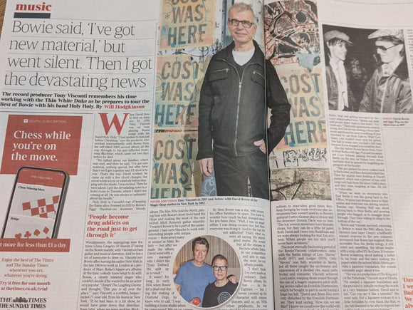 Times Review 26/02/2022 DAVID BOWIE interview TONY VISCONTI