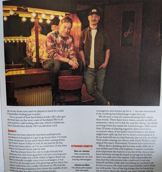 Ben and James Johnston Biffy Clyro Interview SUNDAY TIMES MAGAZINE 13th March 2022