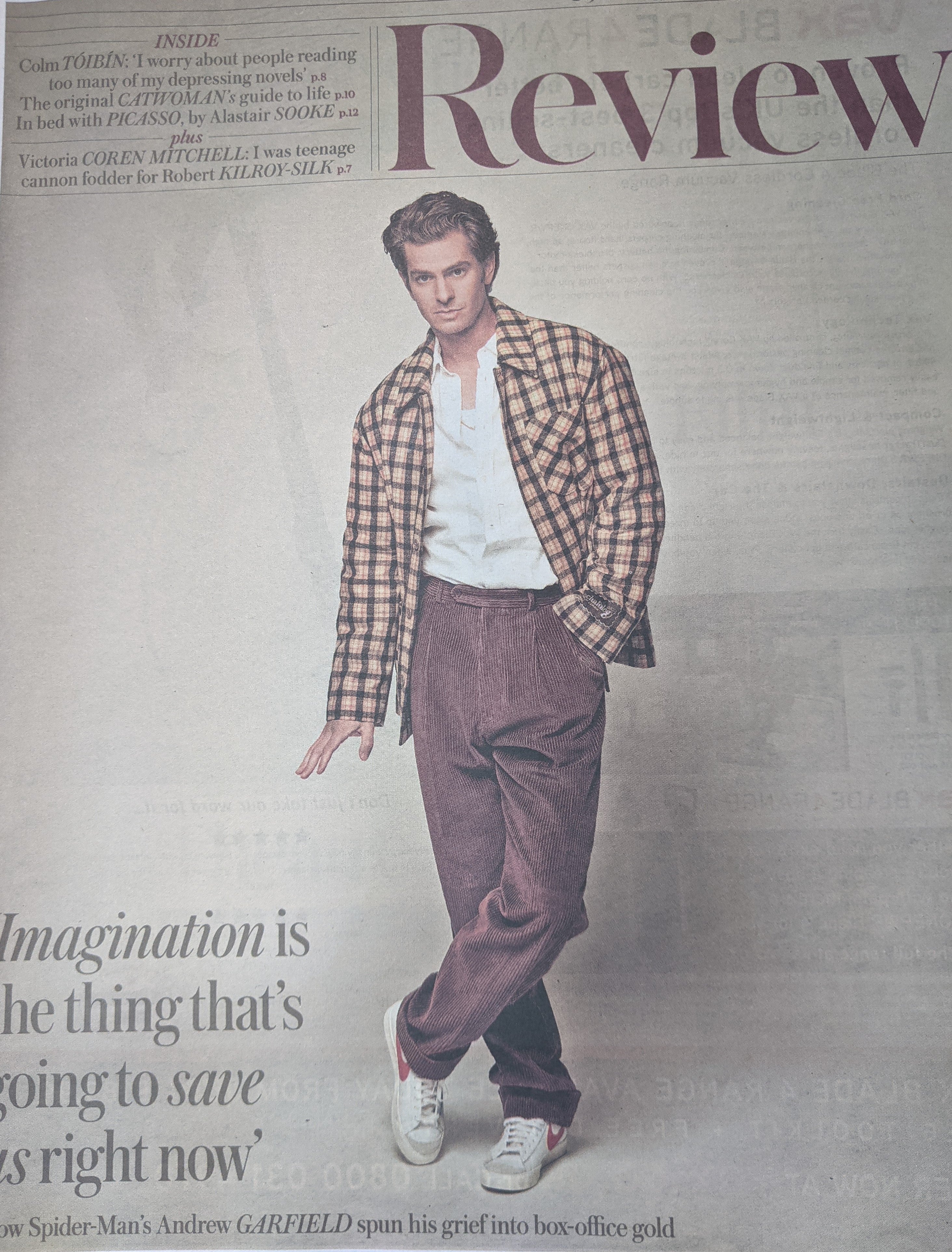 ANDREW GARFIELD Julie Newmar Cover UK Telegraph Review Supplement Marc ANDREW GARFIELD Julie Newmar Cover UK Telegraph Review Supplement Marc