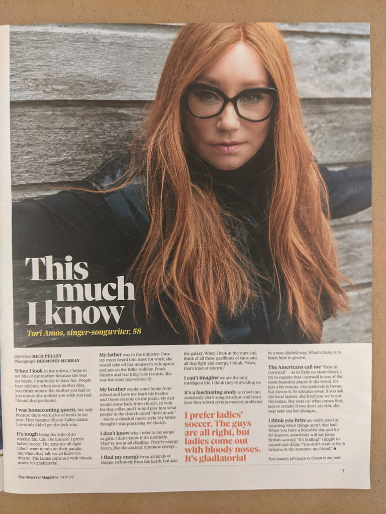 OBSERVER MAGAZINE 24th July 2022 Tori Amos Interview