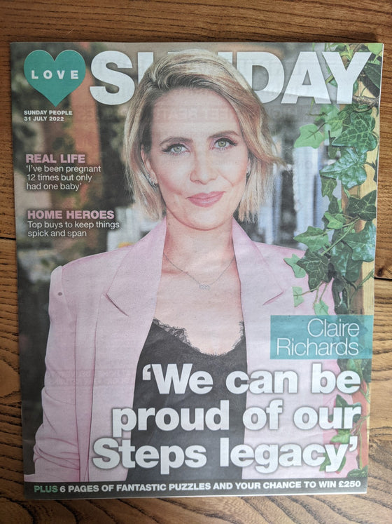 Love Sunday Magazine 31 July 2022 Claire Richards Steps Interview