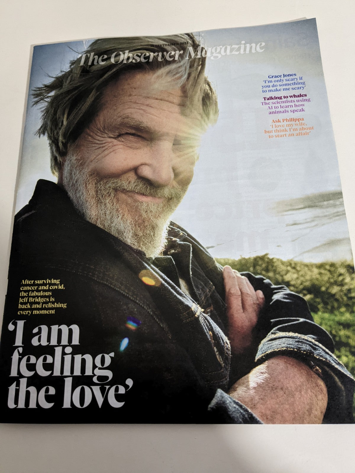 OBSERVER magazine 18 September 2022 Jeff Bridges cover and interview ...