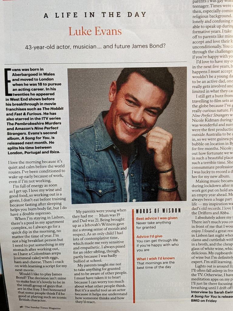 SUNDAY TIMES Magazine 30/10/2022 BONO U2 COVER FEATURE Luke Evans
