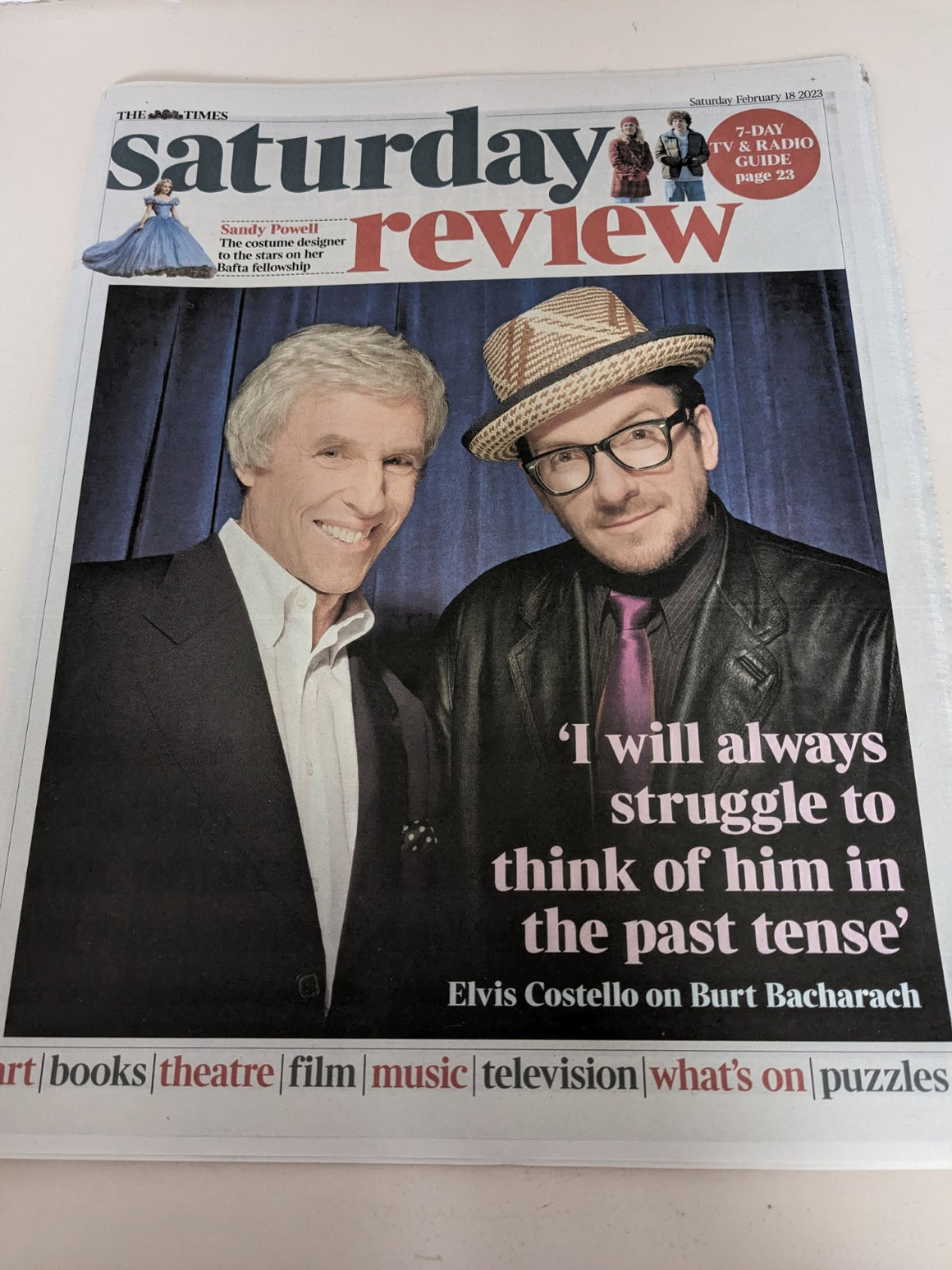 TIMES REVIEW 18/02/2023 ELVIS COSTELLO COVER FEATURE Burt Bacharach