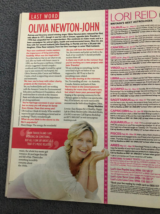 UK Saturday Magazine May 2012: Olivia Newton John Interview