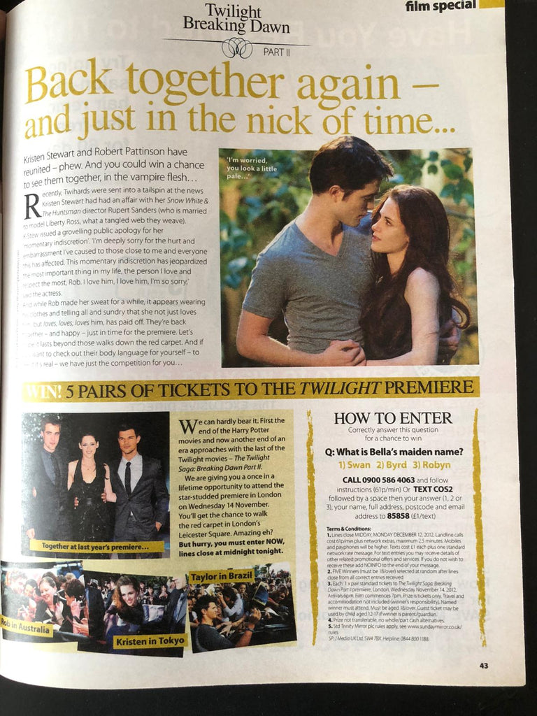 Celebs Magazine 11 November 2012 LITTLE MIX Tom Ellis Robert Pattinson Twilight