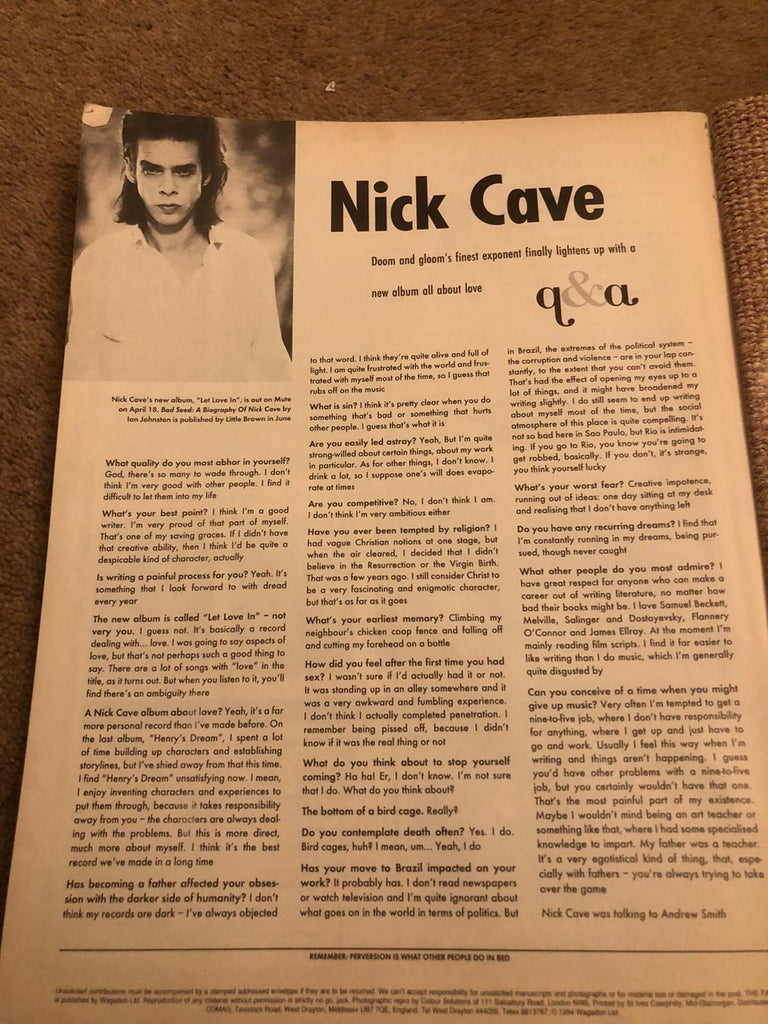 The Face Magazine April 1994 Juliette Lewis Nick Cave