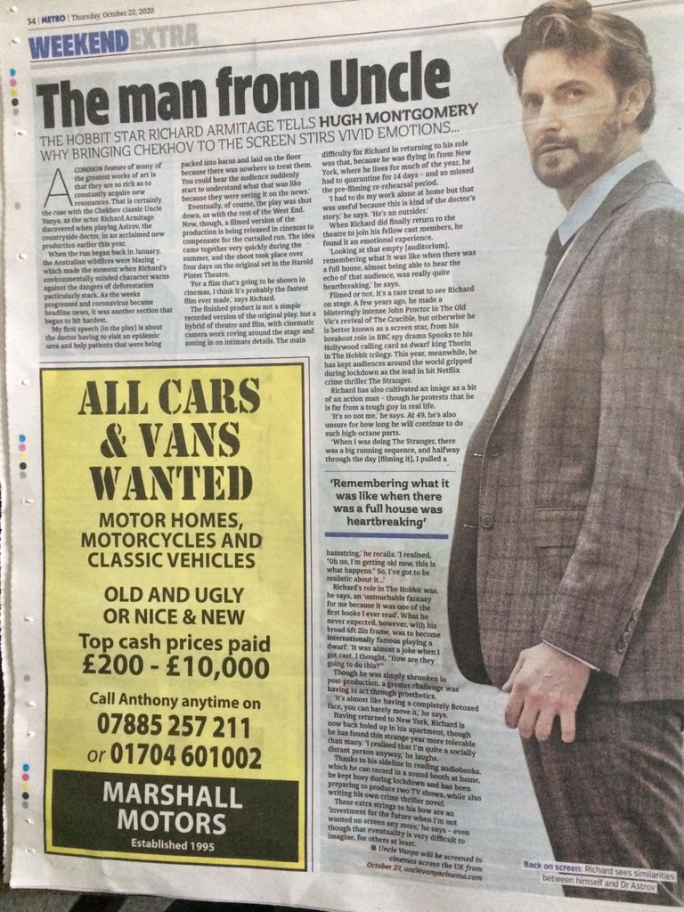 UK Metro 22 October 2020 Richard Armitage Interview