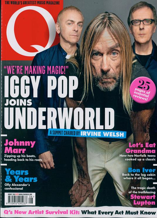 UK Q Magazine August 2018: IGGY POP Underworld BON IVER Stewart Lupton OLLY ALEXANDER