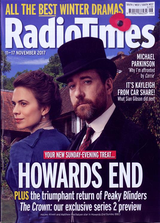 Radio Times Magazine 11 November 2017 Matthew MacFadyen Cillian Murphy Peaky Blinders