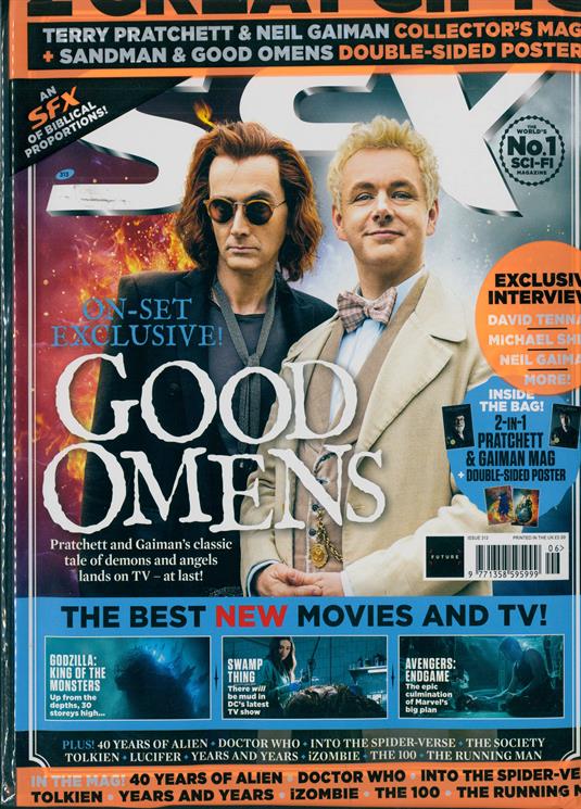 UK SFX Magazine June 2019: DAVID TENNANT Michael Sheen GOOD OMENS Godzilla