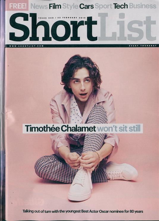 UK Shortlist Magazine FEB 2018: TIMOTHEE CHALAMET COVER & INTERVIEW