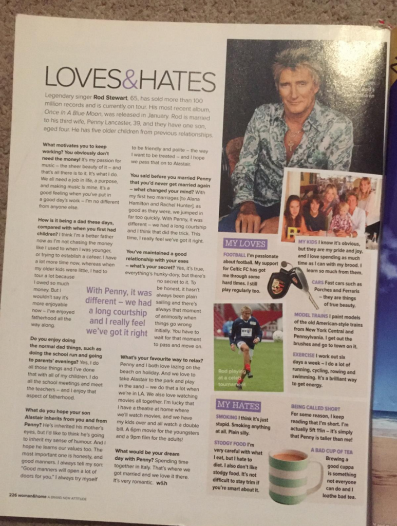 UK Woman & Home Magazine August 2020: Sir Rod Stewart Interview