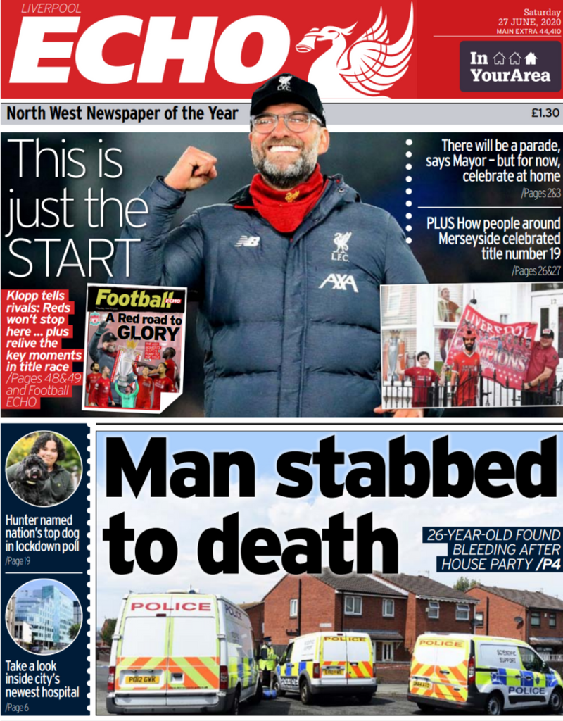 Liverpool Echo - Saturday 27th June 2020 - Reaction From The City