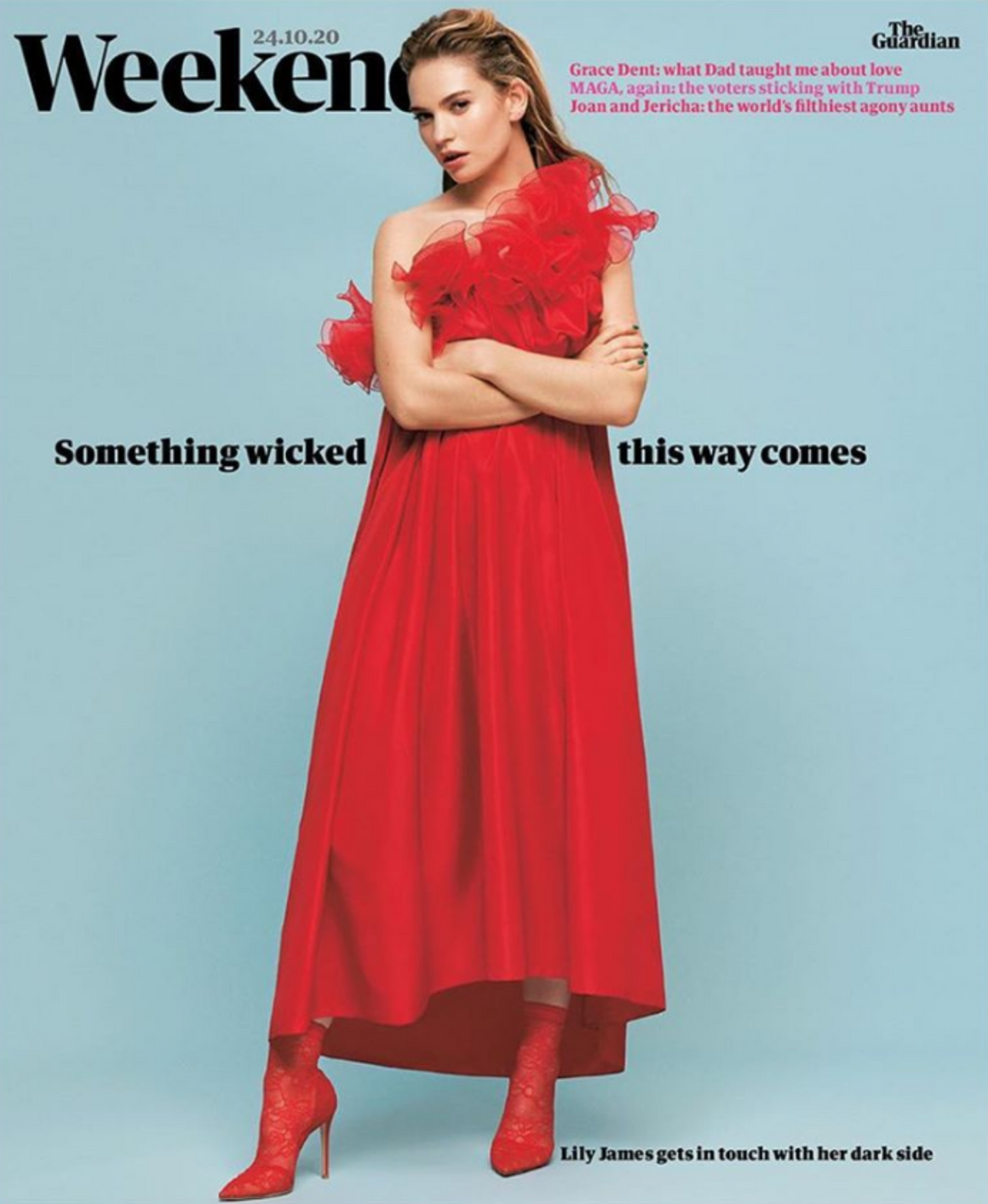 UK Guardian Weekend Magazine October 2020: LILY JAMES COVER FEATURE
