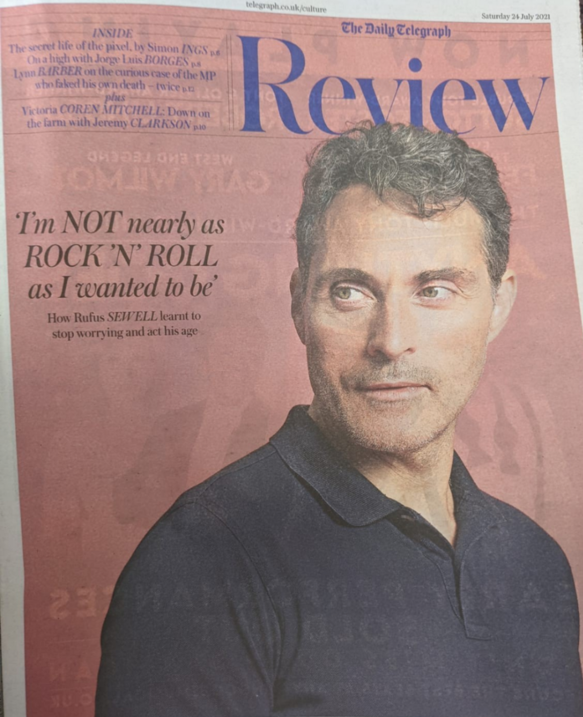 UK Telegraph Review July 2021: Rufus Sewell Cover Interview