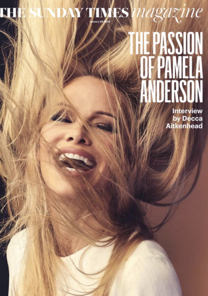 SUNDAY TIMES Magazine 29/01/2023 PAMELA ANDERSON COVER FEATURE