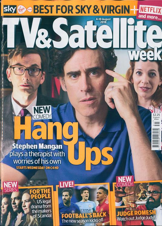 TV & Satellite magazine 4th August 2018: DAVID TENNANT Stephen Mangan HANG UPS