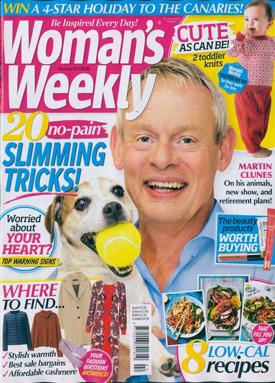 Womans Weekly Magazine 8th January 2019 Martin Clunes Cover
