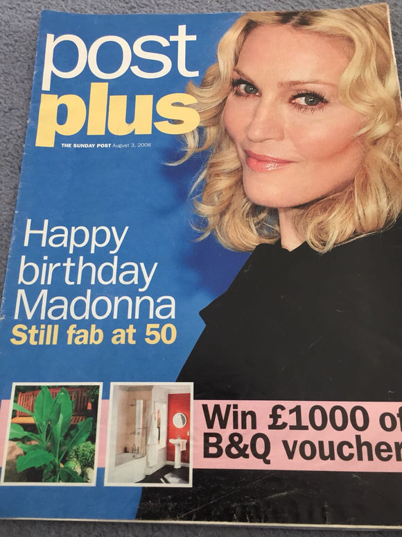 UK Post Plus Magazine August 2008: MADONNA 50th Birthday Cover