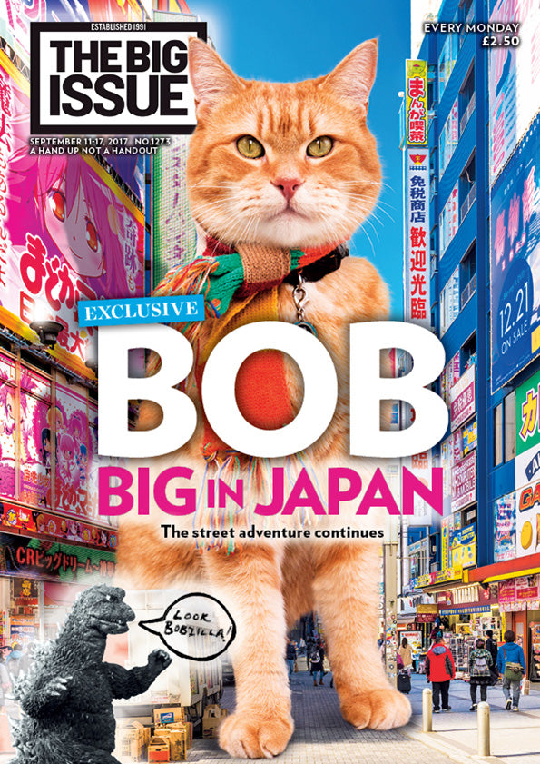 Streetcat Bob on the cover of Big Issue Magazine