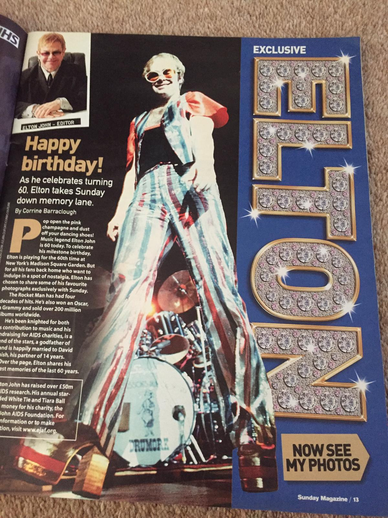 Love Sunday Magazine March 25th 2007: Happy Birthday Sir Elton John
