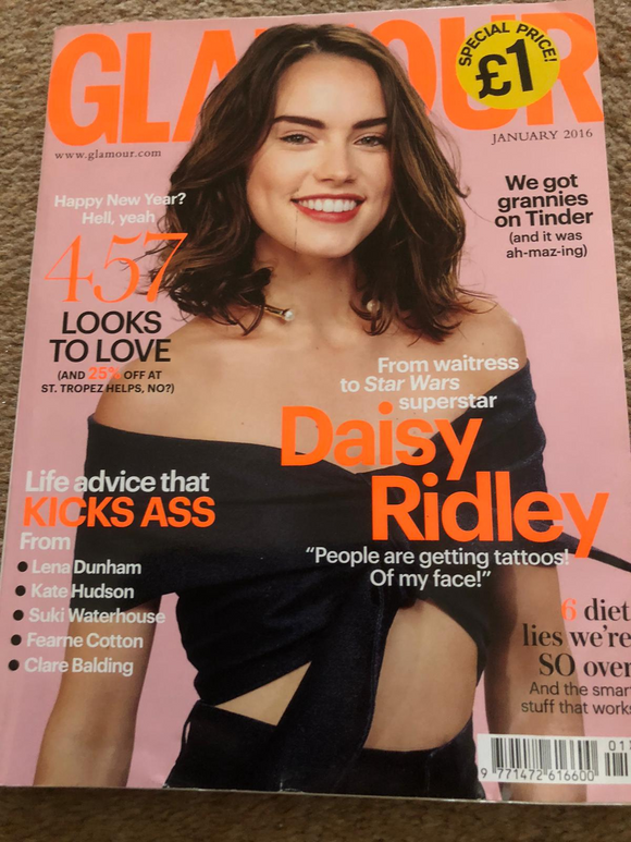 Glamour UK Magazine January 2016 Daisy Ridley Star Wars