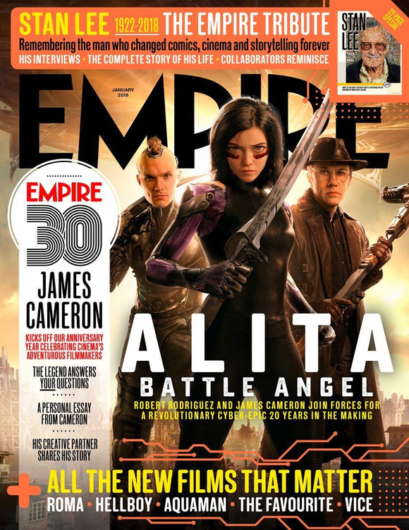 Empire Magazine January 2019: ALITA BATTLE ANGEL Stan Lee CHRISTOPH WALTZ