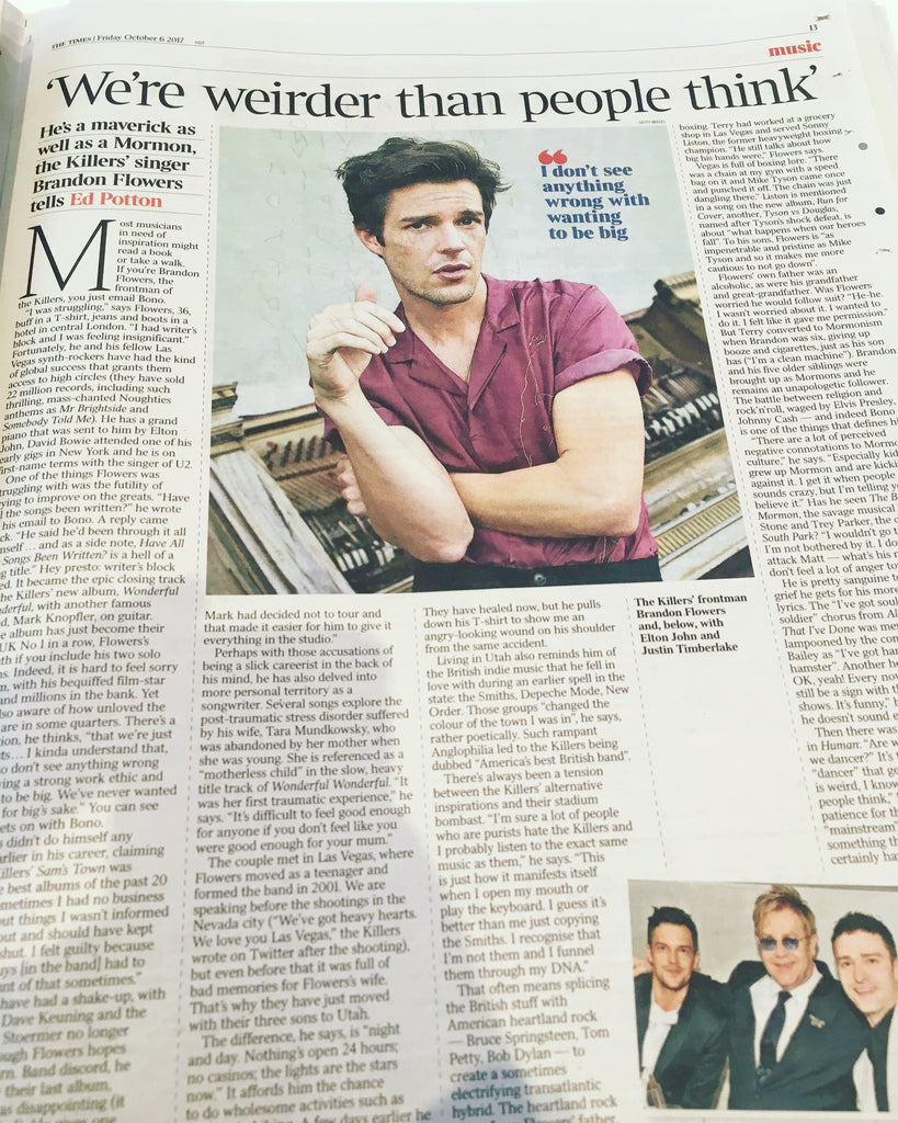 Brandon Flowers talks to the Times