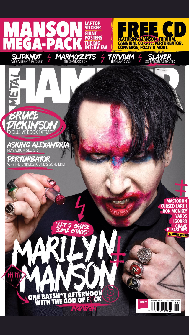 Metal Hammer Magazine November 2017 Marilyn Manson UK Cover Exclusive